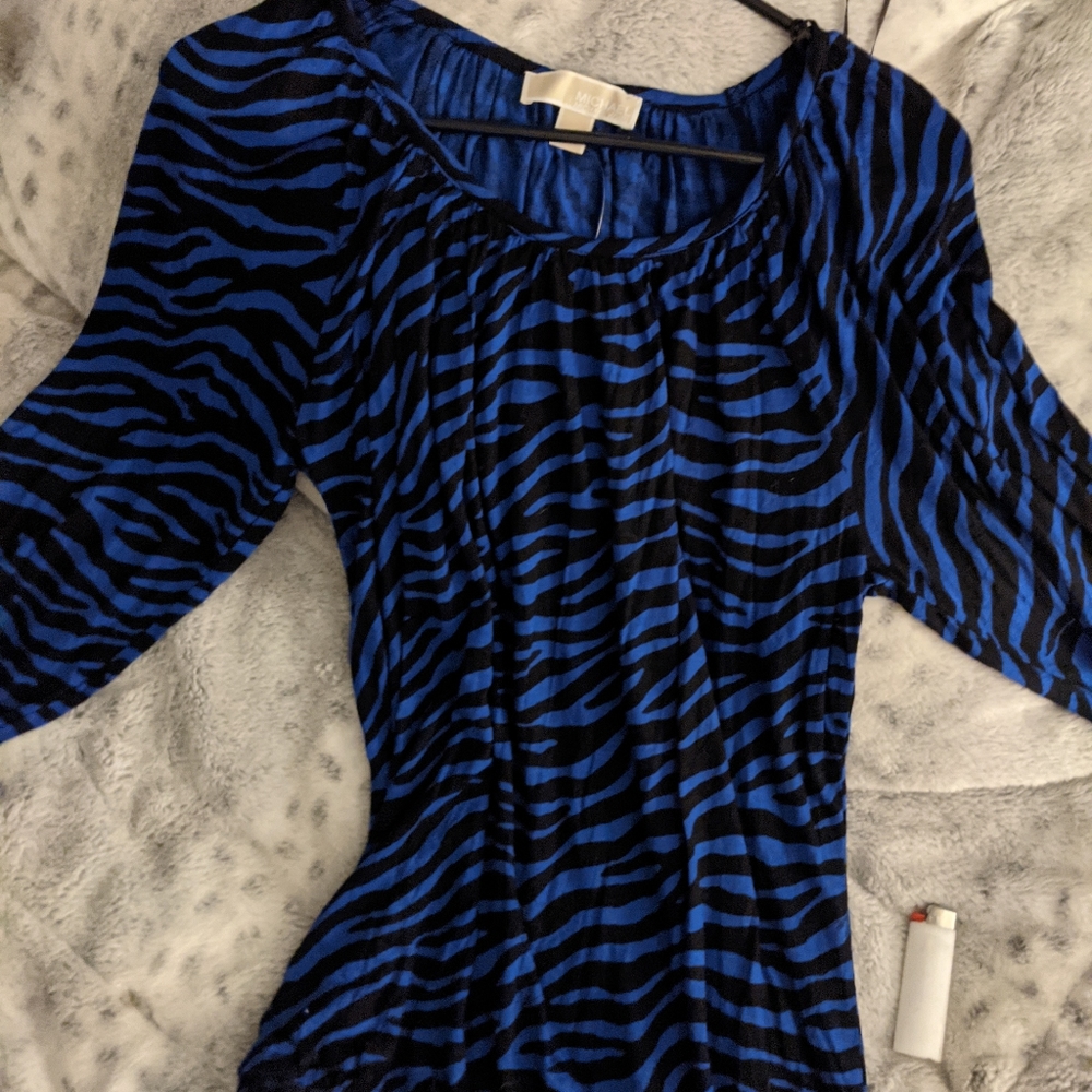 Blue zebra striped top